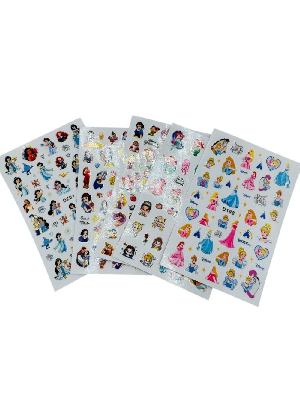 Disney Princess Themed Glitter Stickers Set Of 5 Sheets Kids Craft Supplies